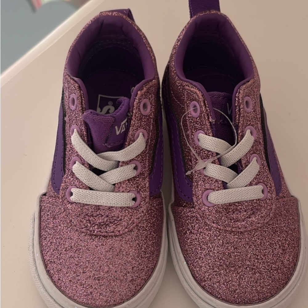 Vans Purple and White Sneakers with Sparkle